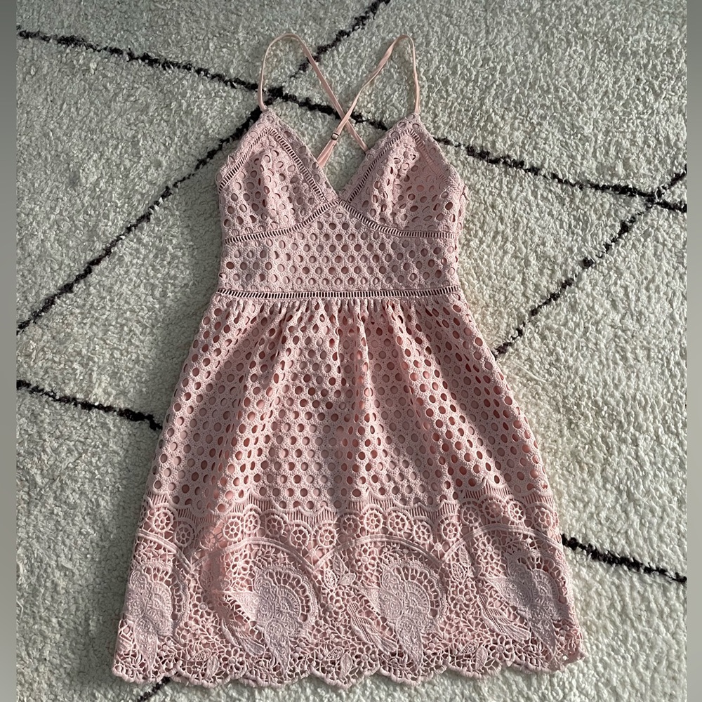 Abercrombie & Fitch Pink Crochet Lace Eyelet Dress